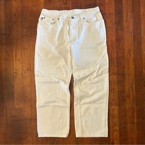 Vintage Polo Ralph Lauren White Baggy Straight Leg Preppy Denim Jeans